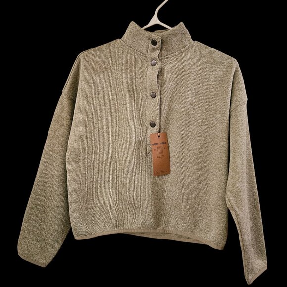 Thread & Supply NWT Snap Button Mock Neck Pullover Sweatshirt - Picture 3 of 12